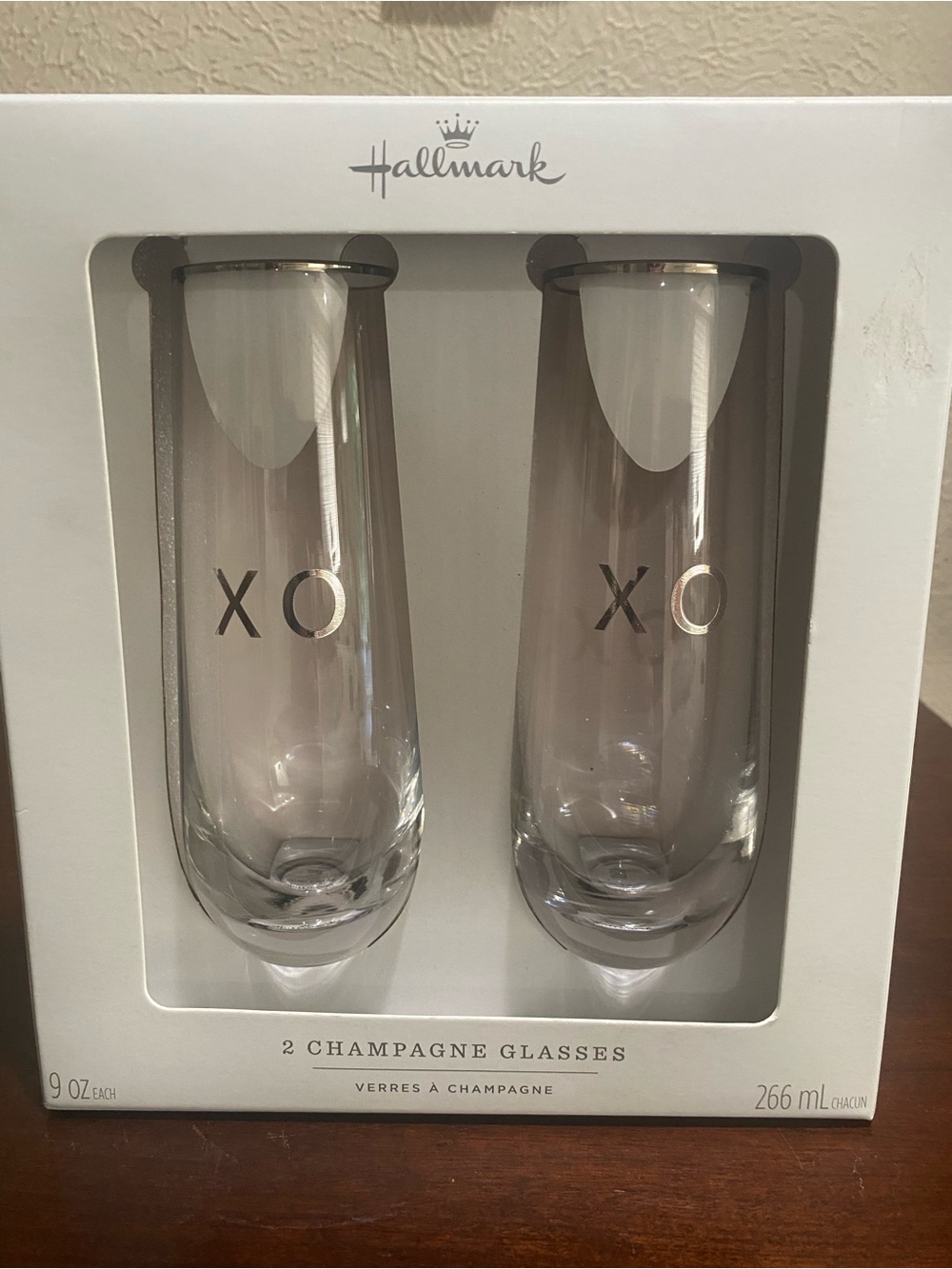 Set of 2, Hallmark XO Stemless Champagne Flutes,  9oz